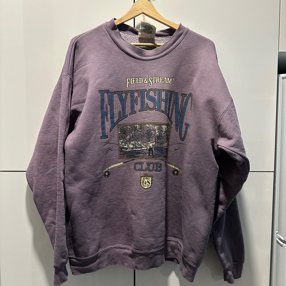 Field & Stream Purple Fly Fishing Club Crewneck Sweatshirt - Picture 1 of 9